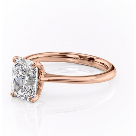Inel de logodnă Zirena din aur Rose 14kt cu moissanite tăietură radiantă – Solitar rafinată pentru profil jos | Personalizează și configurează gratuit online [6]