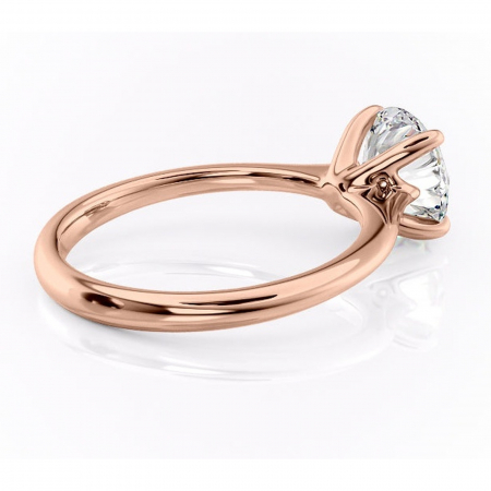 Inel de logodnă Zirena din aur Rose 14kt cu moissanite tăietură rotundă – Solitar rafinată pentru profil jos | Personalizează și configurează gratuit online [2]
