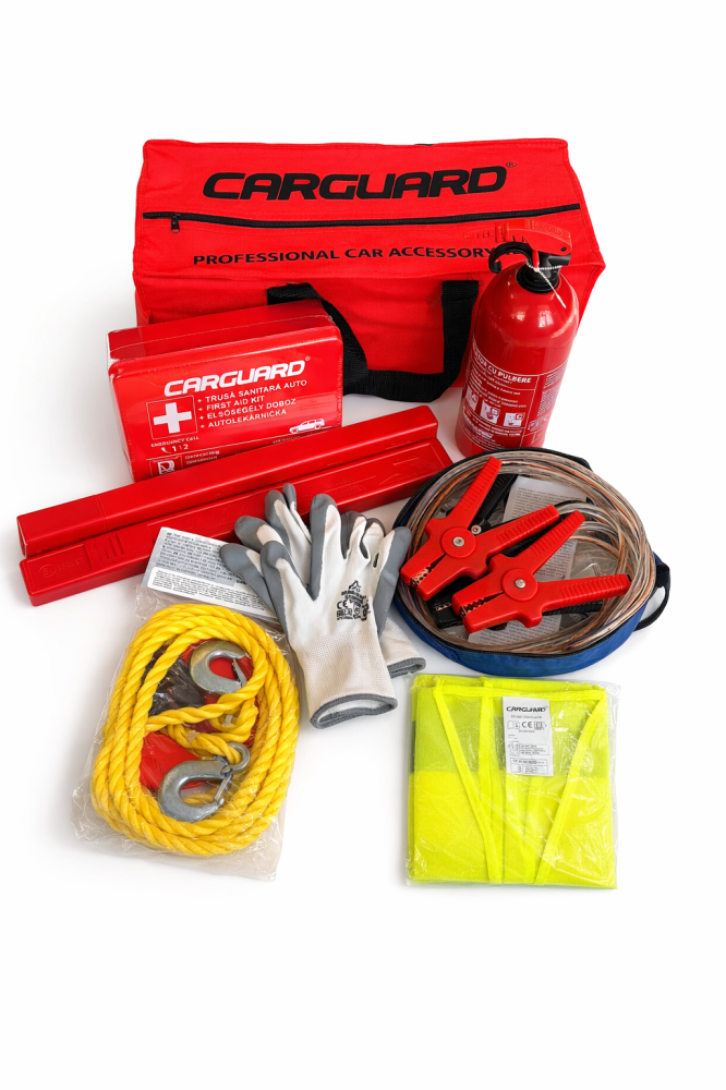 Kit siguranta auto OMOLOGAT cu chinga/sufa tractare si cabluri curent baterie [2]