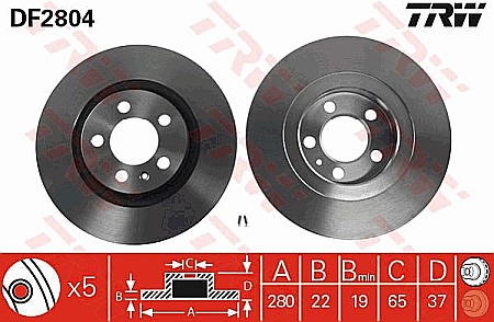 Piese auto - DISC FRANA  - TRW DF2804