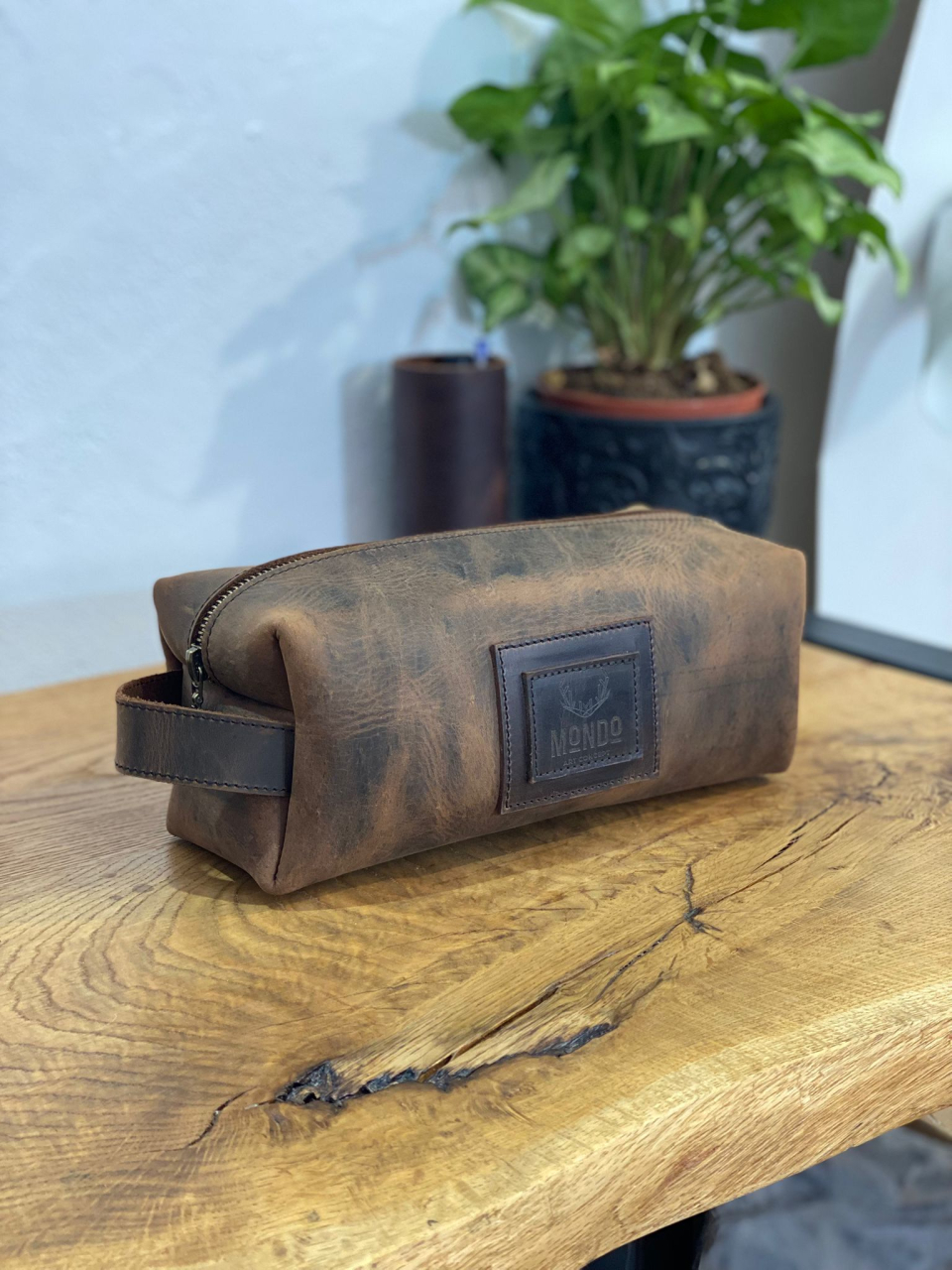 Borseta cosmetice din piele naturală crazyhorse [2]