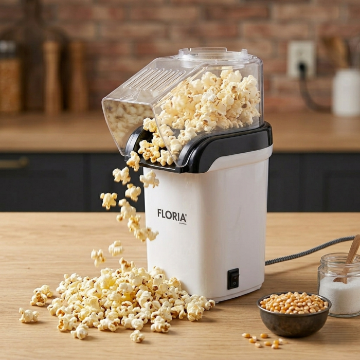 Aparat de Popcorn Alb cu Aer Cald, 1200W, Capacitate 60g, Fără Ulei [2]