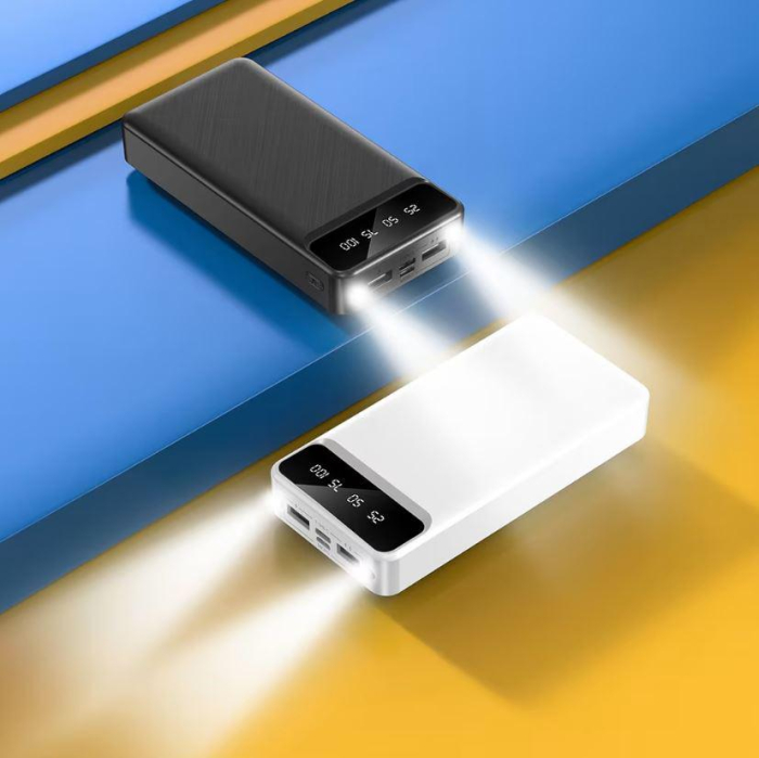 Baterie externa, Power bank cu display LED si lanterna 30000 mAh, Maxcell, Negru [4]