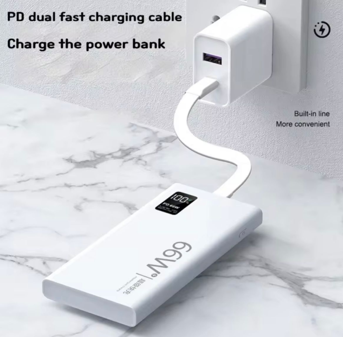 Baterie externa Super Fast Charge, 66W, Led digital, Capacitate 20.000mAh, Alb [3]