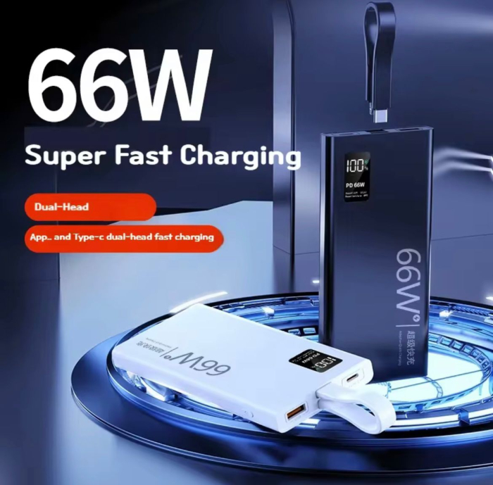Baterie externa Super Fast Charge, 66W, Led digital, Capacitate 20.000mAh, Negru [3]