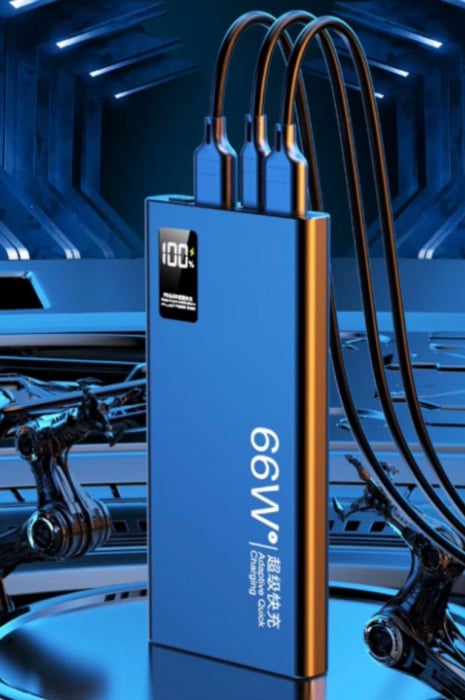 Baterie externa Super Fast Charge, 66W, Led digital, Capacitate 20.000mAh, Negru [2]