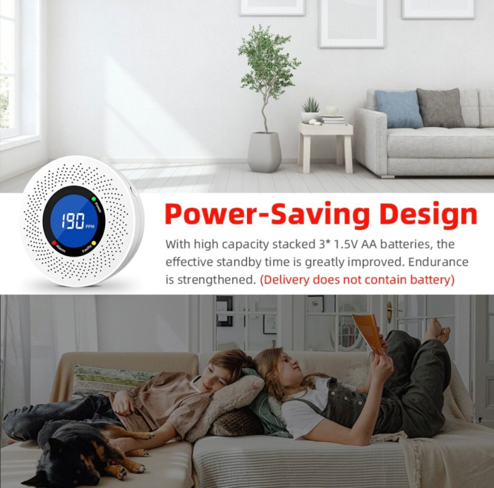 Detector monoxid de carbon, Alarma cu display digital, Functionare pe baterii [3]