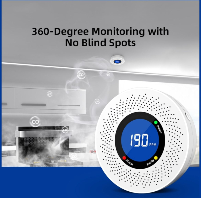 Detector monoxid de carbon, Alarma cu display digital, Functionare pe baterii [6]