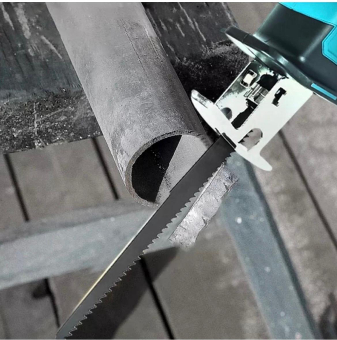 Fierastrau electric profesional cu 5 panze pentru lemn si metal si 2 acumulatori de 48V. [6]