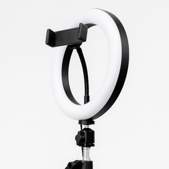 Lampa circulara cu trepied si suport telefon pentru selfie – iluminare profesionala [7]