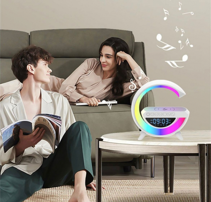 Lampa smart multifunctionala cu incarcator telefon wireless si boxa [5]