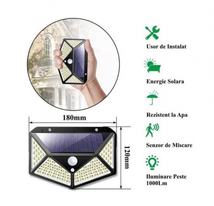 Lampa solara de exterior cu 100 LED-uri [2]