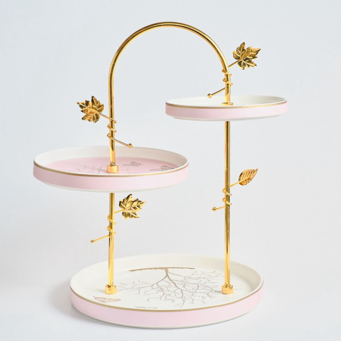 Platou etajat cu suport metalic auriu  [3]