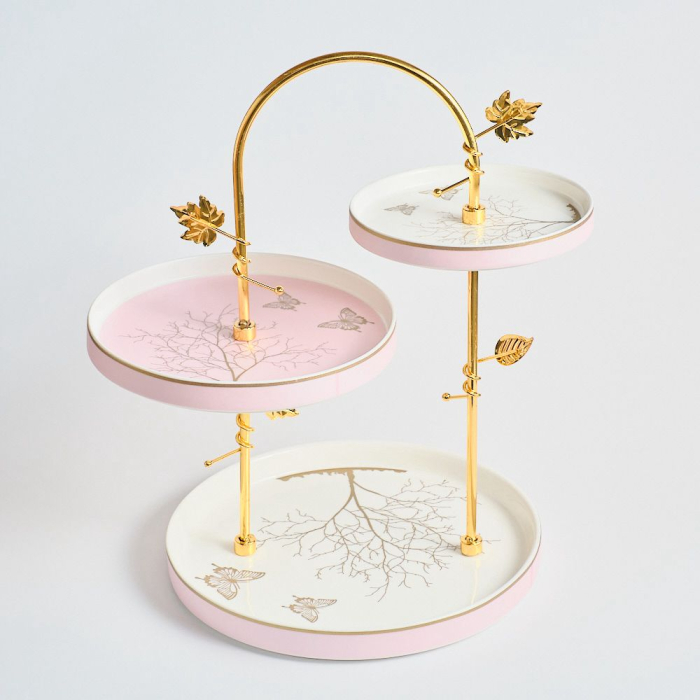 Platou etajat cu suport metalic auriu  [1]