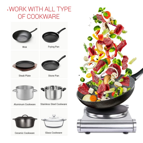 Plita electrica inox, 1500 W, termostat reglabil [3]