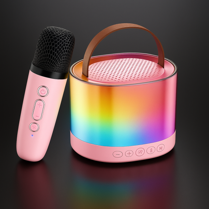Set boxa si microfon wireless karaoke – sunet puternic, lumini RGB, party complet [1]