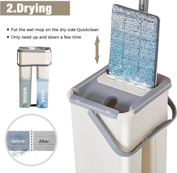 Set mop plat si galeata cu 2 pad-uri din microfibra [2]