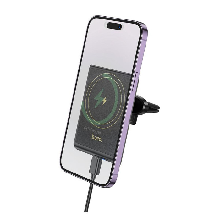 Suport auto cu incarcare wireless, cu MagSafe, Magnetic, 15W, Fast Charging, Negru [5]