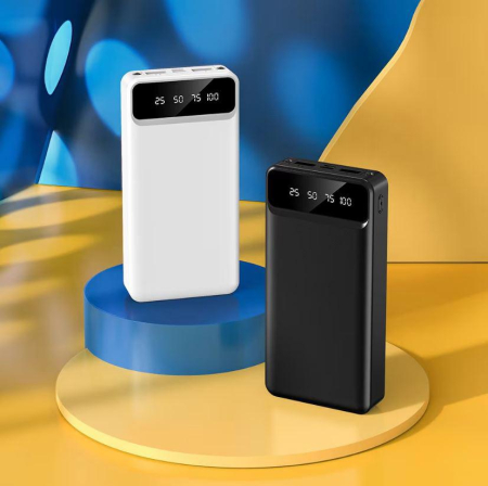 Baterie externa, Power bank cu display LED si lanterna 30000 mAh, Maxcell, Negru [1]