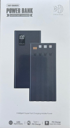 Baterie externa Super Fast Charge, 66W, Led digital, Capacitate 20.000mAh, Negru [3]