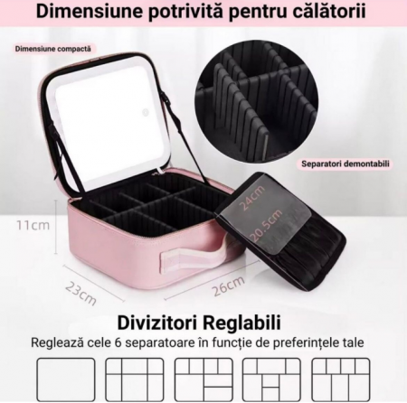Geanta pentru cosmetice cu oglinda iluminata LED [5]