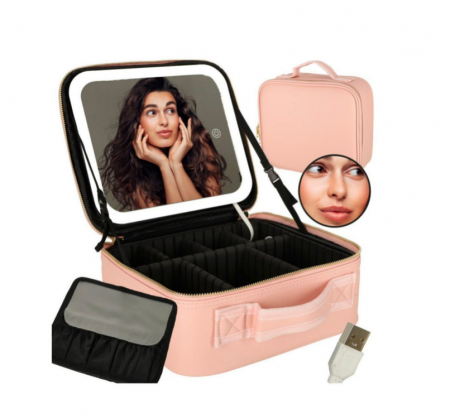 Geanta pentru cosmetice cu oglinda iluminata LED [1]