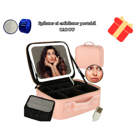 Produse - Geanta pentru cosmetice cu oglinda iluminata LED