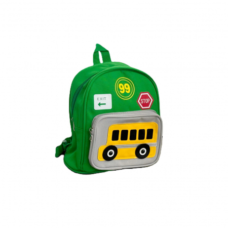 Produse - Ghiozdan pentru copii cu buzunar exterior și logo autobuz