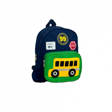 Produse - Ghiozdan pentru copii cu buzunar exterior și logo autobuz
