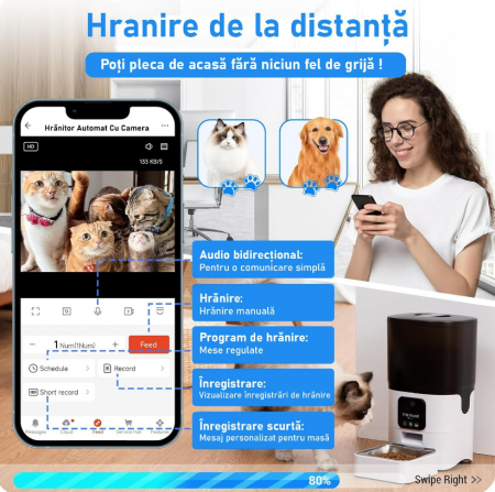 Hranitor automat smart pentru caini si pisici cu camera video si aplicatie smartphone [5]