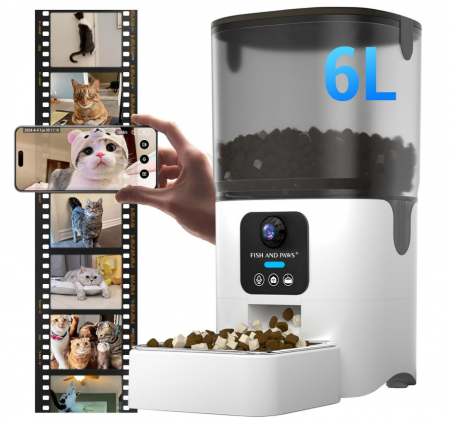 Produse - Hranitor automat smart pentru caini si pisici cu camera video si aplicatie smartphone