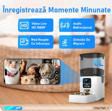 Hranitor automat smart pentru caini si pisici cu camera video si aplicatie smartphone [2]