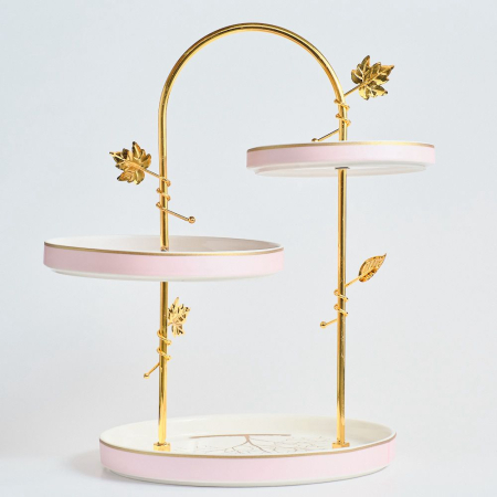 Platou etajat cu suport metalic auriu  [1]