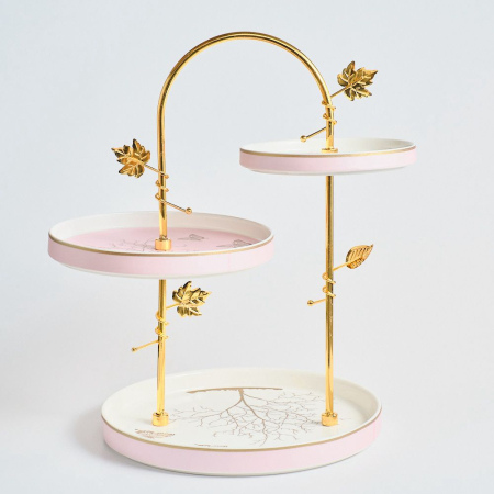 Platou etajat cu suport metalic auriu  [2]