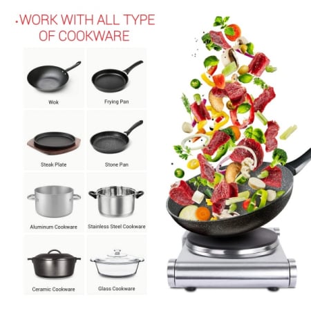 Plita electrica inox, 1500 W, termostat reglabil [2]