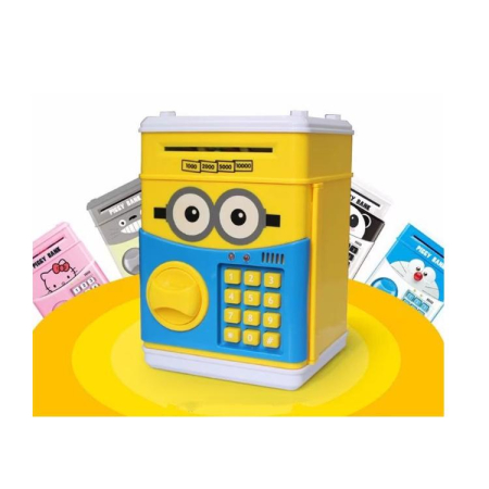 Pusculita pentru Copii Interactiva model Minion, cu Cod Pin si Seif, Functie ATM [1]