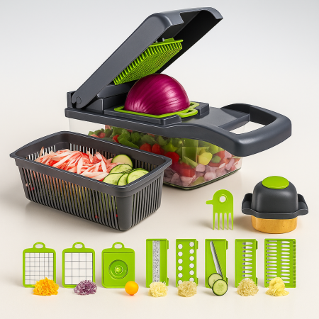 Casa si Gradina - Razatoare legume si fructe 16 in 1 cu maner de protecție – Tăiere rapidă si sigură