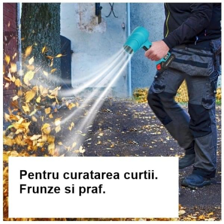 Suflantă Portabilă Multifuncțională, Pistol cu Aer Comprimat, pentru Praf, Frunze și Zăpadă, Reîncărcabilă USB [1]