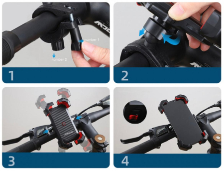 Suport de telefon pentru bicicleta / motocicleta, Rotire 360, dimensiuni intre 4.7 - 7" - negru [7]