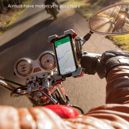 Suport de telefon pentru bicicleta / motocicleta, Rotire 360, dimensiuni intre 4.7 - 7" - negru [8]
