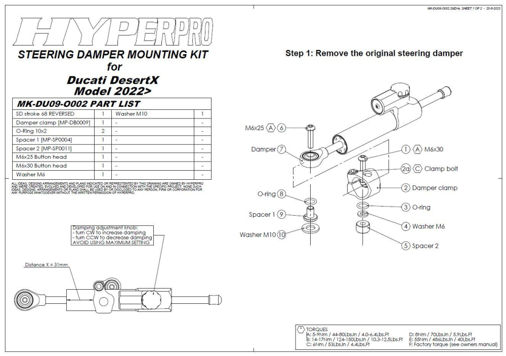 Amortizor directie *CSC* pentru Ducati Desert X from 2022 *include kit montaj* [5]
