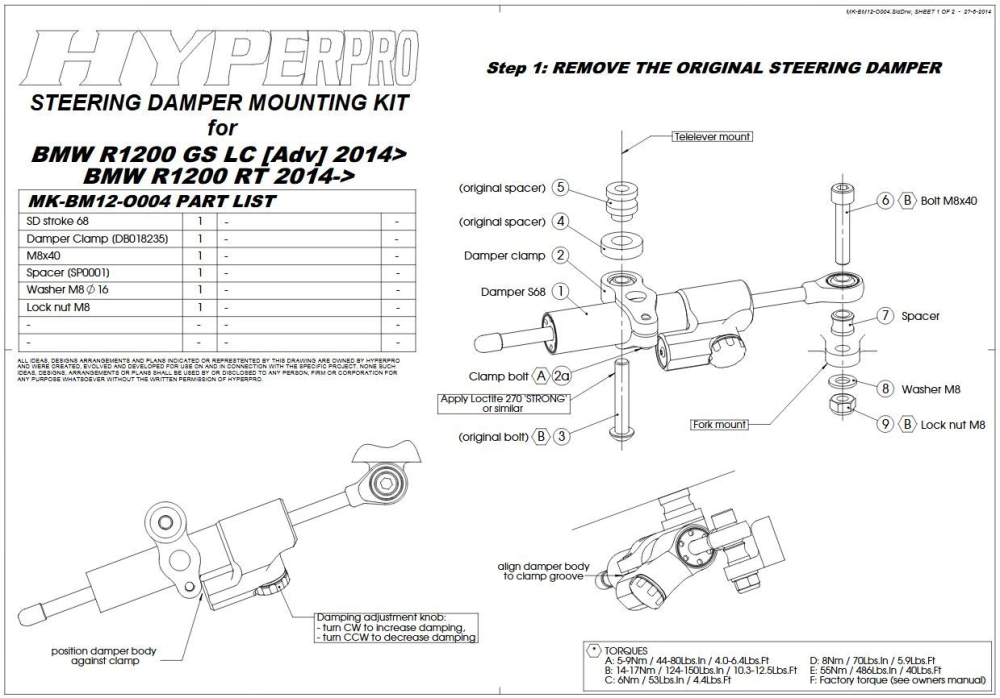 Amortizor directie "CSC" pentru BMW R1200GS(LC)/R1250GS/R1200GS(LC)/R1250GS Adventure (2014-2024), +inlcude kit montaj+ [5]