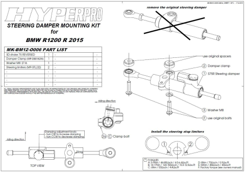 Amortizor directie *CSC* pentru BMW R1200R de la 2015 *include kit montaj* [3]