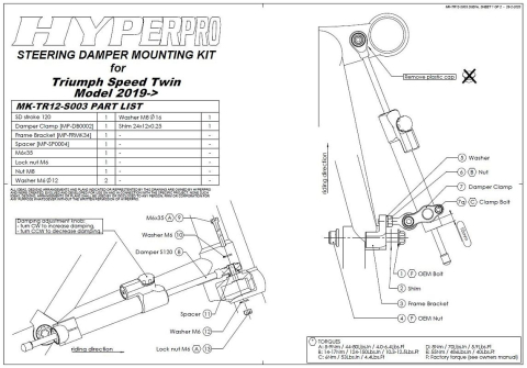 Black-T Amortizor directie CSC pentru Triumph Speed Twin de la  2016 incl. kit instalare [3]