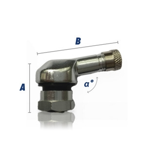Vulcanizare si roti - Valva moto 90 grade argintie