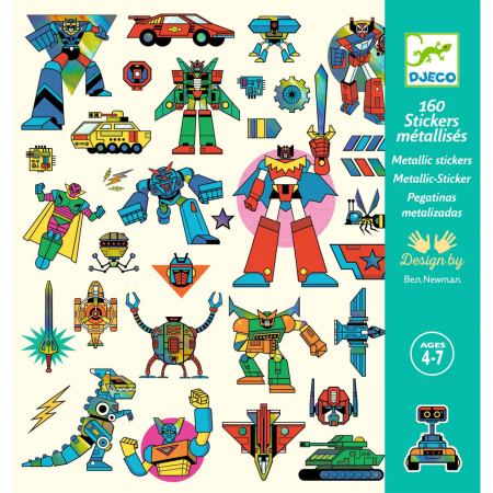 Jocuri - Abtibilduri metalice Roboti, Djeco