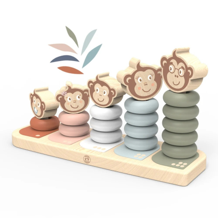 Montessori - Joc de stivuire Familia maimuticilor, Speedy Monkey
