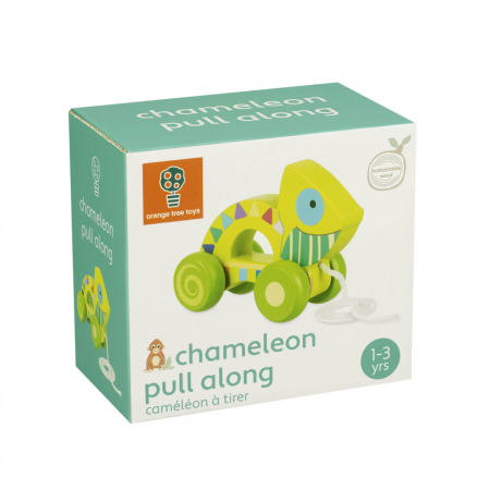 din lemn - Jucarie de tras cameleon, Orange Tree Toys