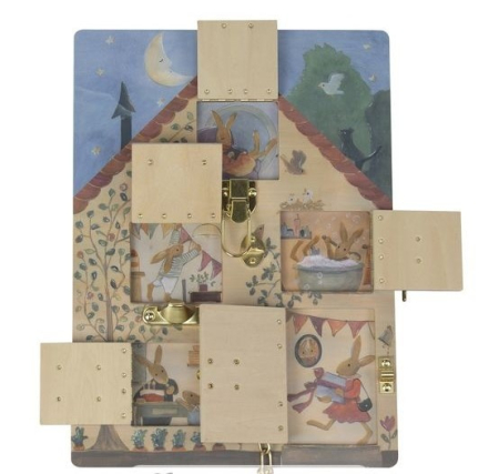 Jucarie Montessori Casuta iepurasilor, joc din lemn cu sisteme de inchidere Egmont Toys [2]