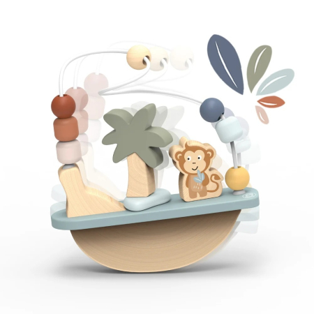 Montessori - Labirint cu bile din lemn, Speedy Monkey